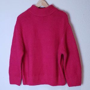 H&M DIVIDED chunky hot pink mock neck sweater L